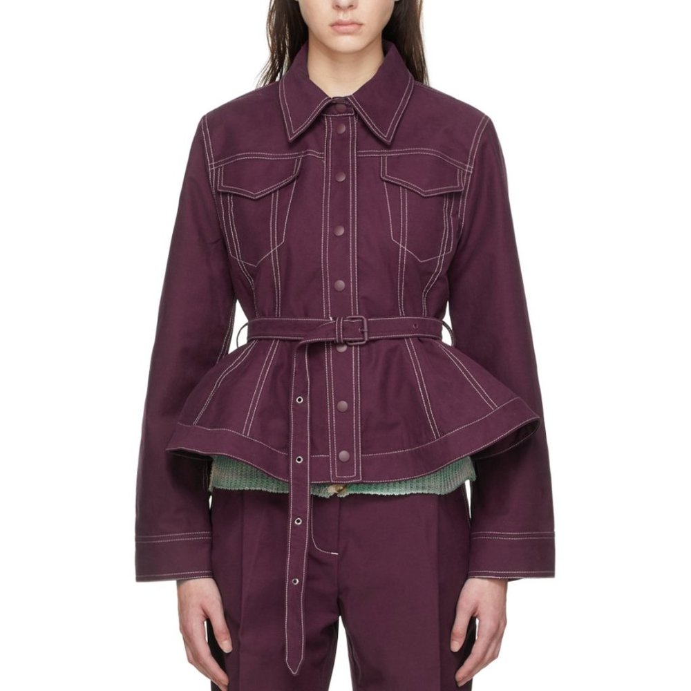 Stine Goya | Idris Peplum Denim Jacket in Purple